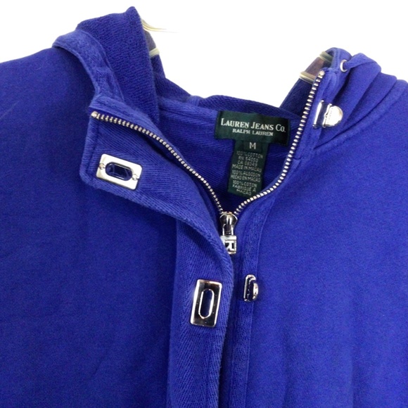 Ralph Lauren Jeans Company Women's Blue Full-Zip Hoodie With Turn Buttons M - Picture 5 of 10